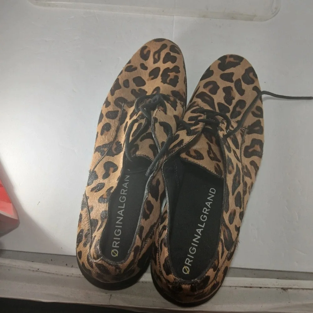 Cole Haan OriginalGrand Oxford 7B Leopard Calf Hair Wingtip Mob Wife‎ Indie